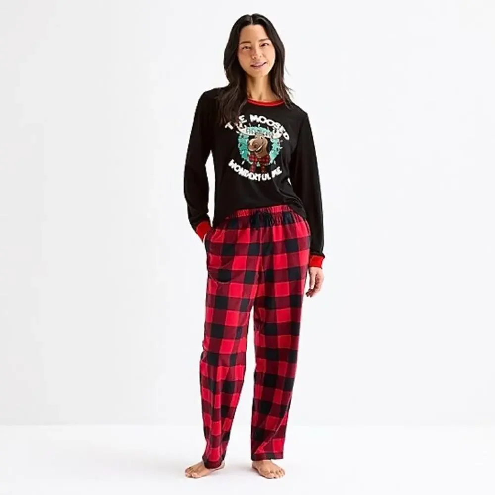 NEW! Size L 14/16 Moose Buffalo Christmas Family Matching Pajama Set